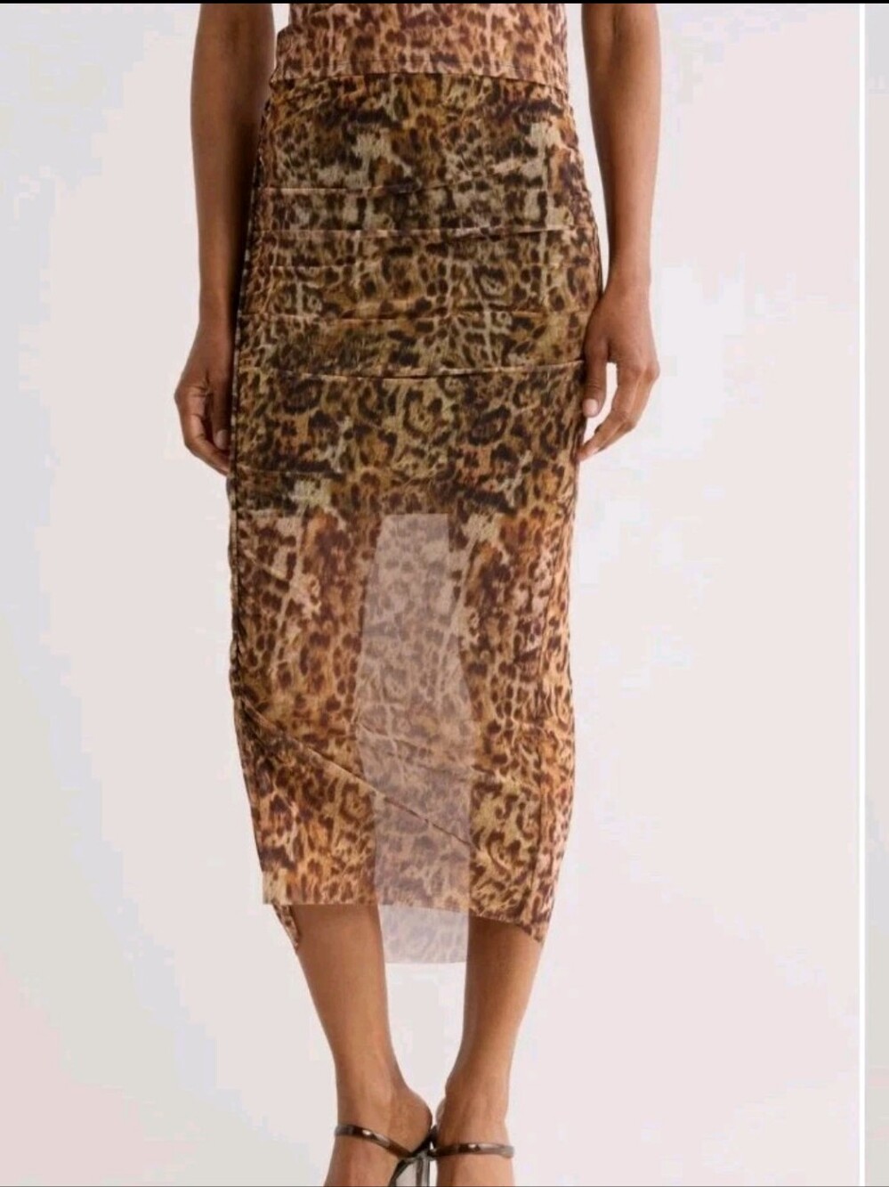 AllSaints Size 4 Nora Brown Leopard Print Mesh Skirt Msrp $158